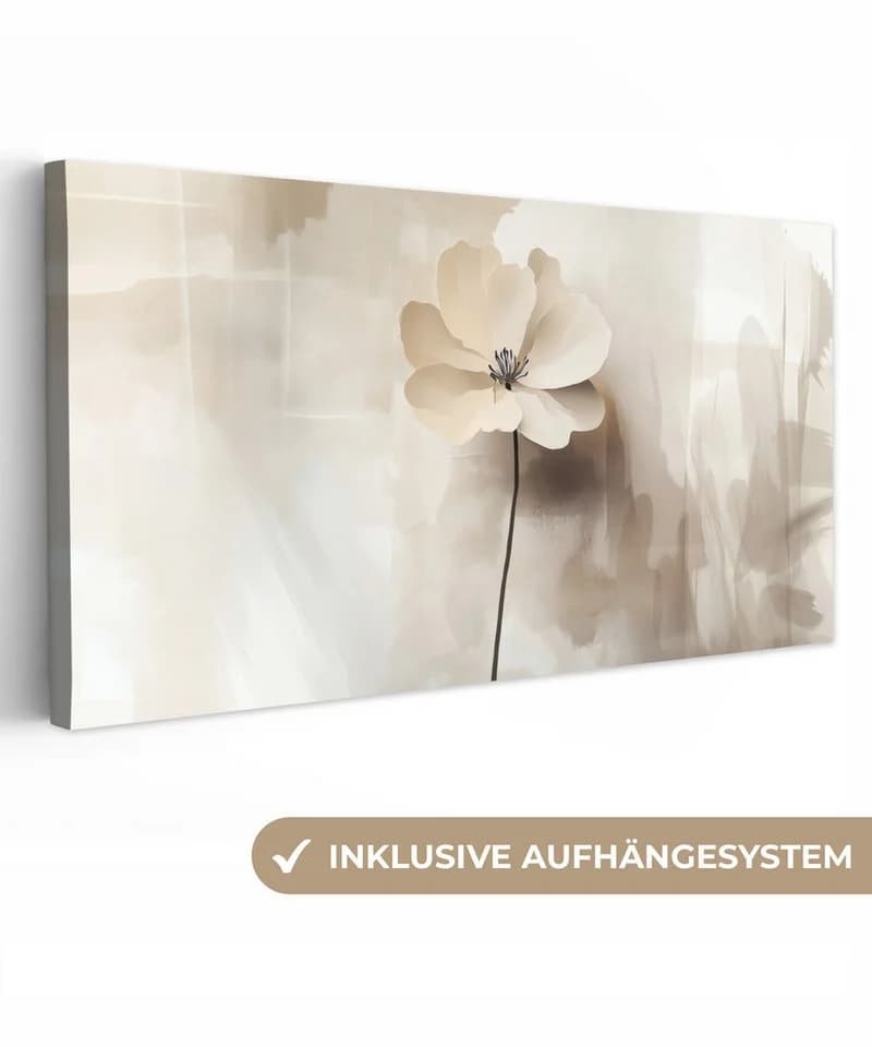 OneMillionCanvasses® Leinwandbild Panorama Blume Beige Fotodruck Wandbild - Bild 2