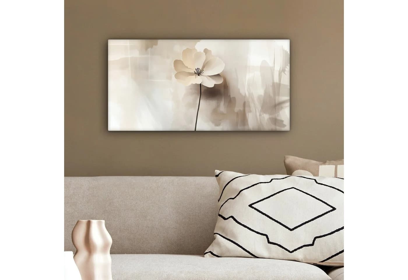OneMillionCanvasses® Leinwandbild Panorama Blume Beige Fotodruck Wandbild - Bild 4