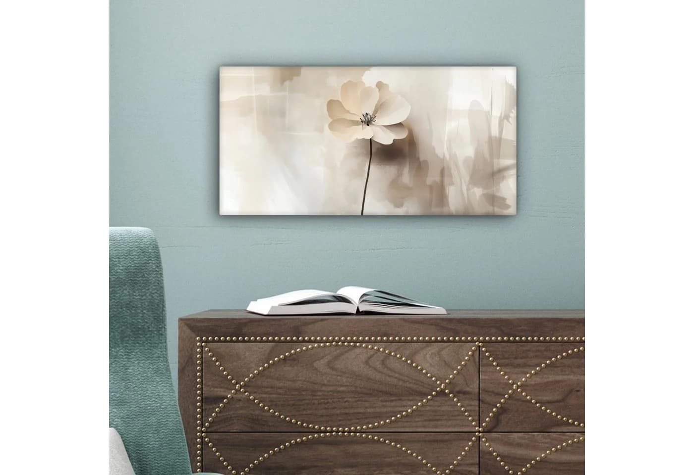OneMillionCanvasses® Leinwandbild Panorama Blume Beige Fotodruck Wandbild - Bild 5