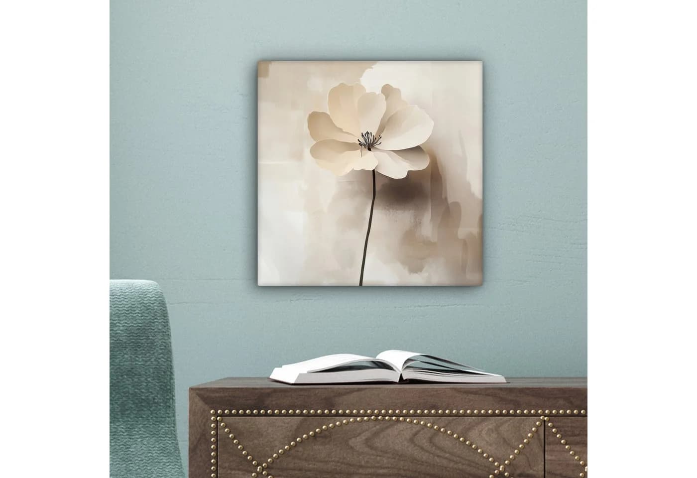 OneMillionCanvasses® Leinwandbild Blume Beige 20x20 cm - Bild 5
