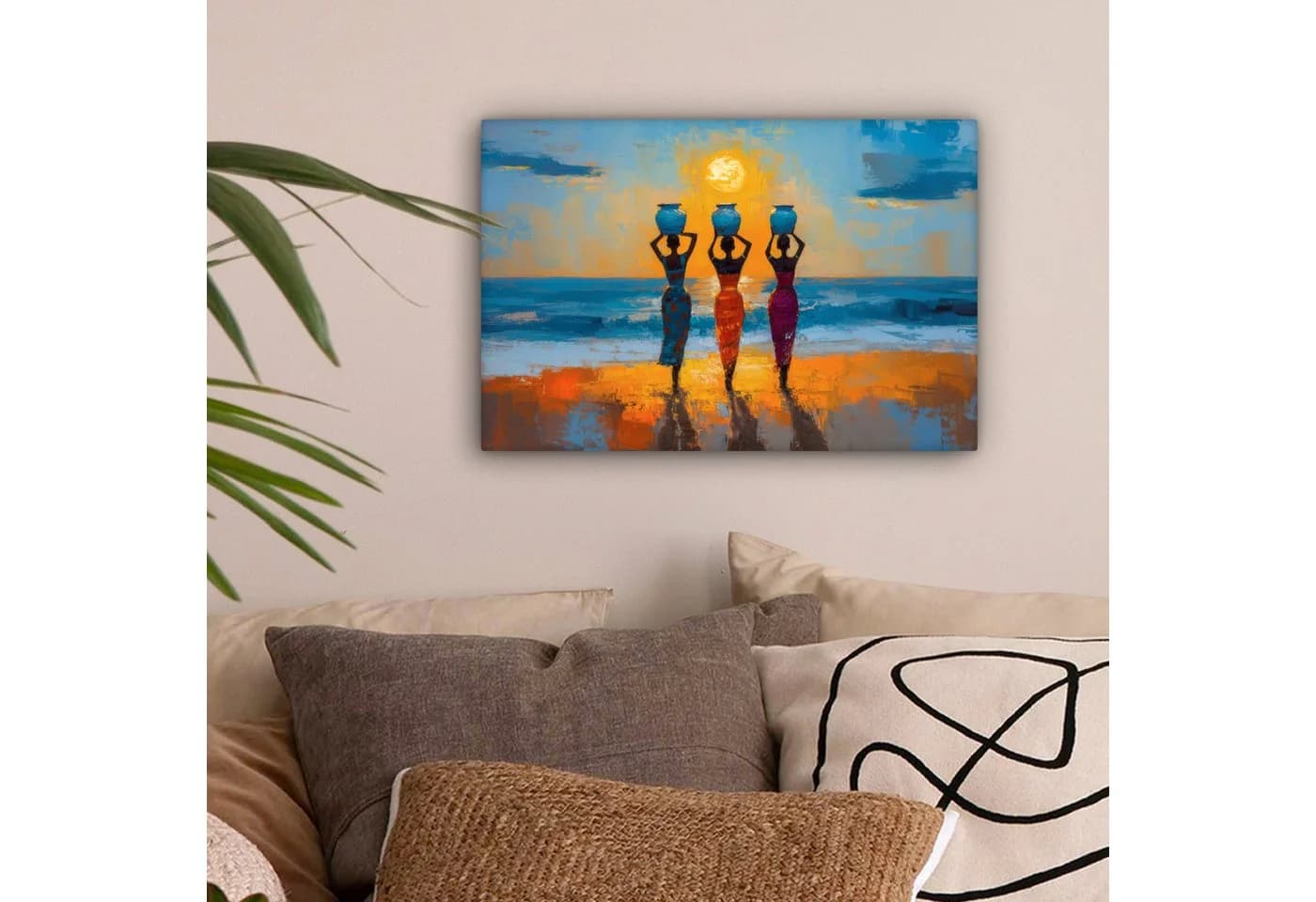 OneMillionCanvasses® Leinwandbild Strand Sonnenuntergang Bunt