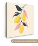 OneMillionCanvasses® Leinwandbild Zitronen - Leuchtend Gelb - Zweig - Blätter Bild 2