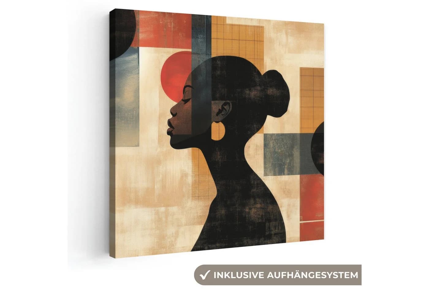 OneMillionCanvasses® Leinwandbild Frau Geometrisch Bunt 20x20 cm - Bild 2
