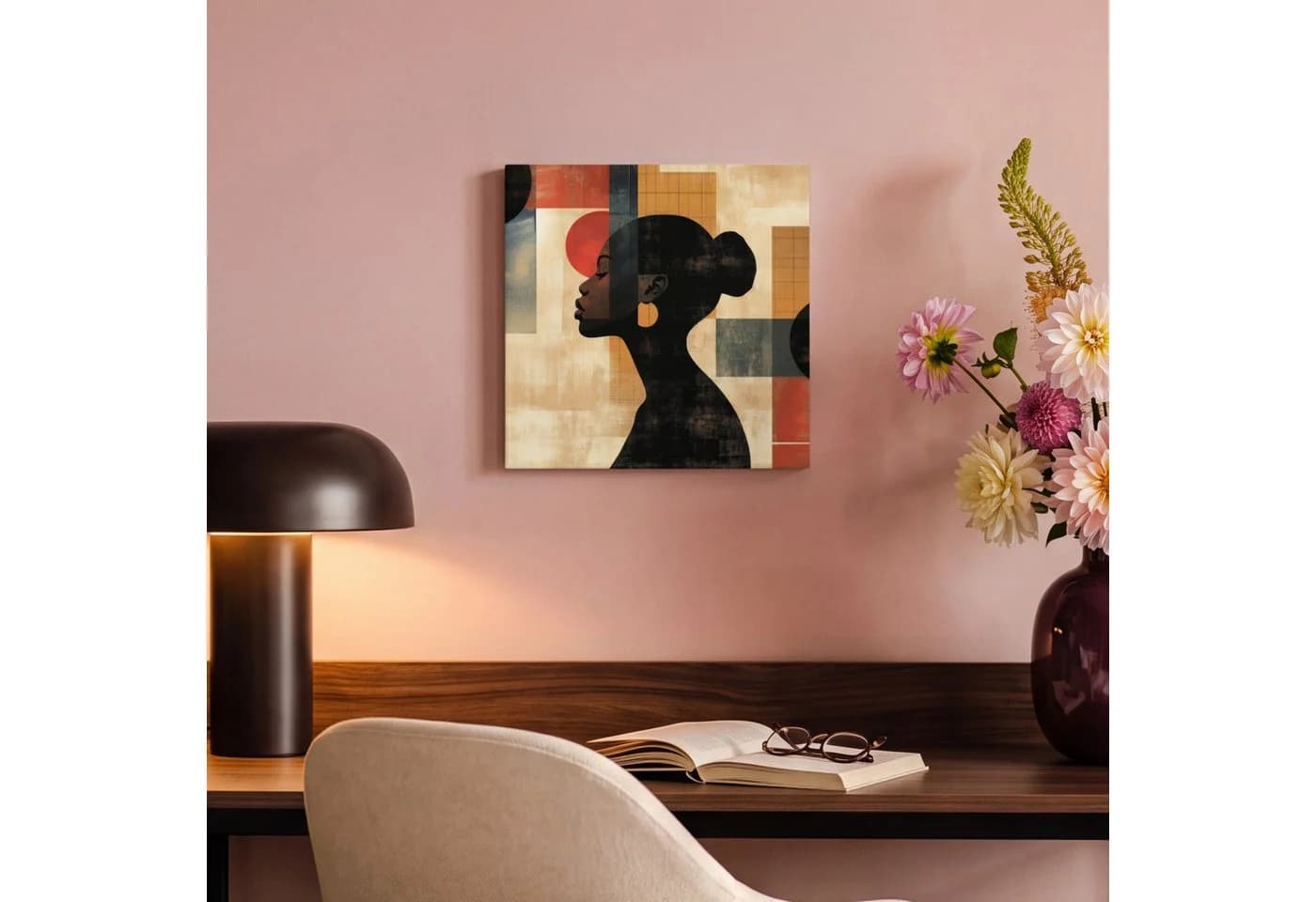 OneMillionCanvasses® Leinwandbild Frau Geometrisch Bunt 20x20 cm - Bild 4