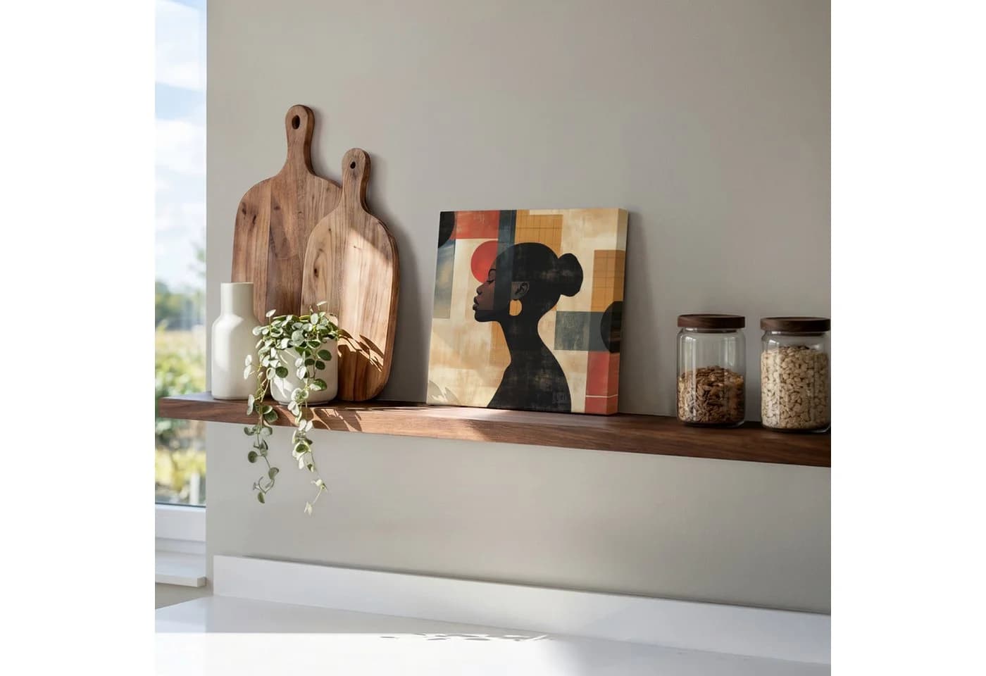 OneMillionCanvasses® Leinwandbild Frau Geometrisch Bunt 20x20 cm - Bild 5