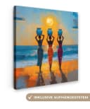 OneMillionCanvasses® Leinwandbild Frauen - Strand - Sonnenuntergang Fotodruck 20x20 cm Bild 2