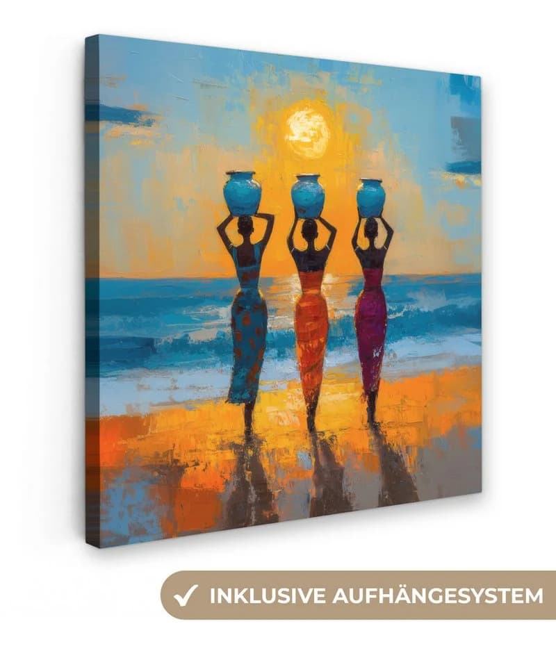 OneMillionCanvasses® Leinwandbild Frauen - Strand - Sonnenuntergang Fotodruck 20x20 cm - Bild 2