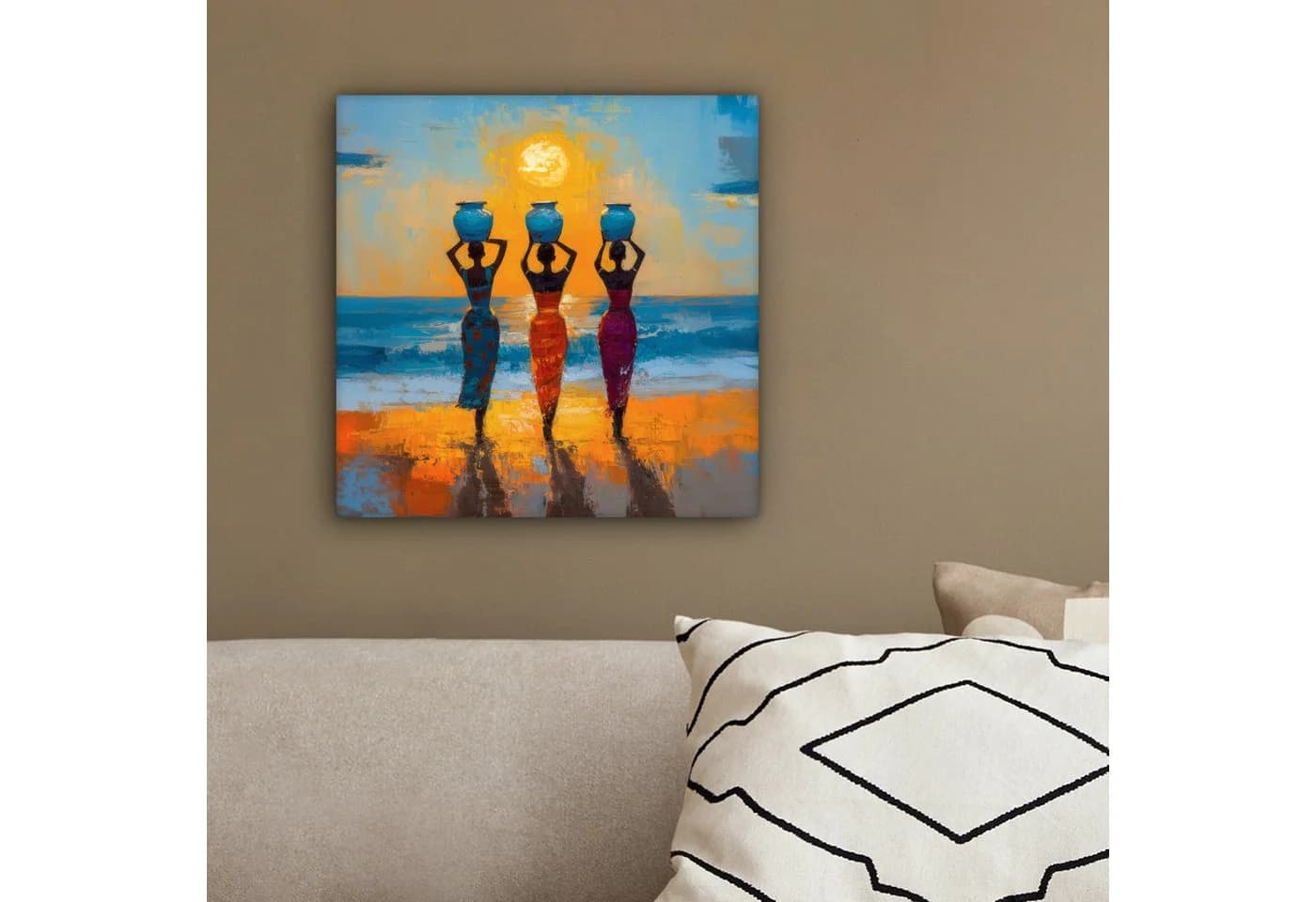 OneMillionCanvasses® Leinwandbild Frauen - Strand - Sonnenuntergang Fotodruck 20x20 cm - Bild 4