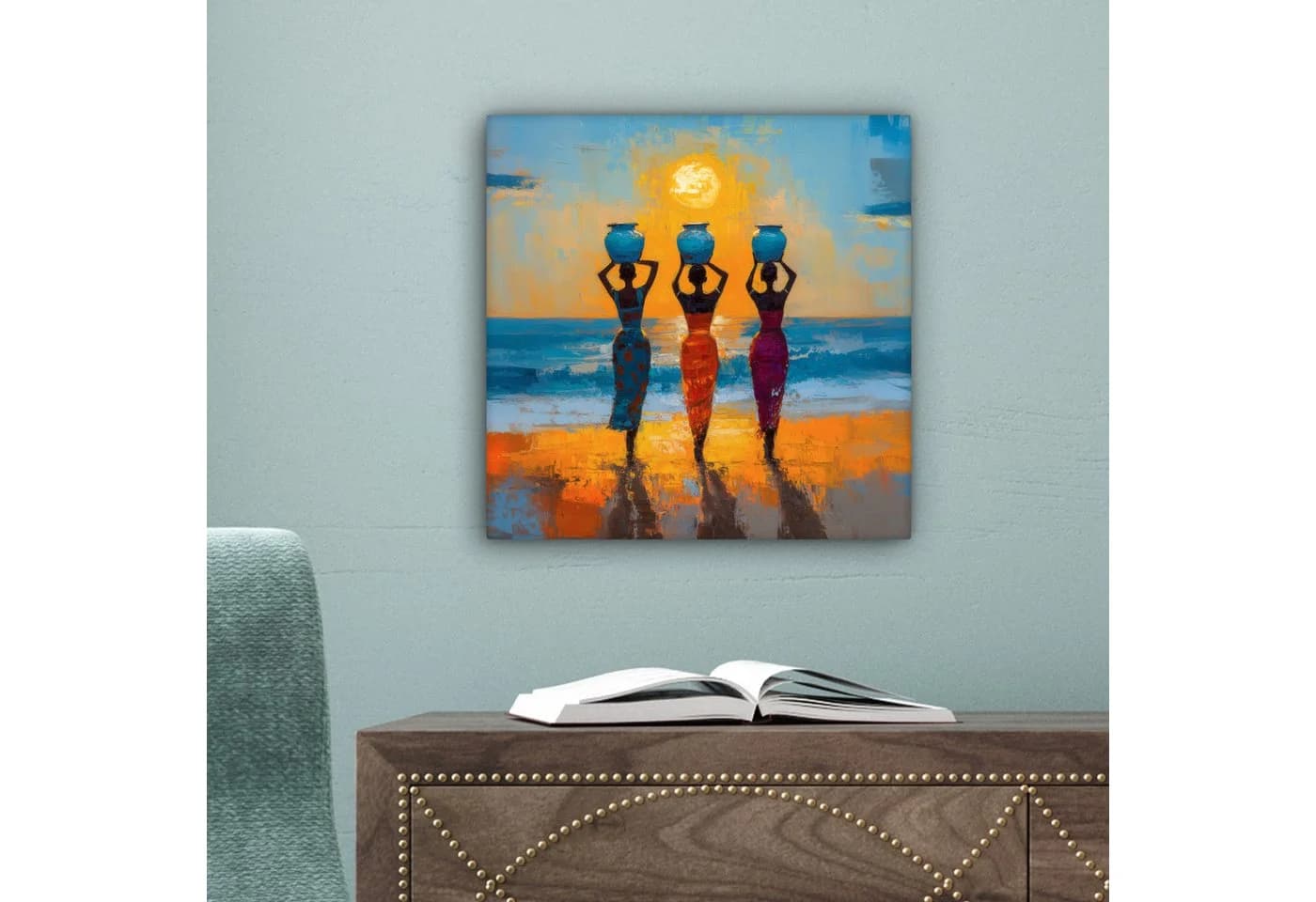 OneMillionCanvasses® Leinwandbild Frauen - Strand - Sonnenuntergang Fotodruck 20x20 cm - Bild 5