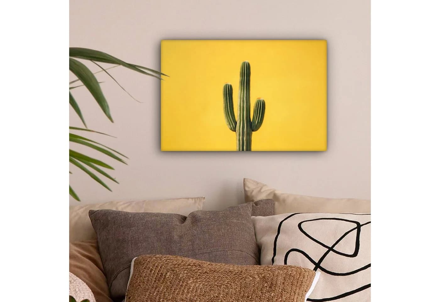 OneMillionCanvasses® Leinwandbild Kaktus Grün Minimalistisch