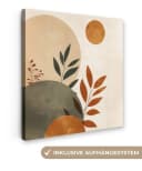 OneMillionCanvasses® Leinwandbild Rund Blätter Beige 20x20 cm Bild 2