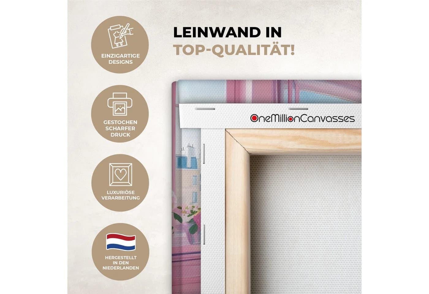 OneMillionCanvasses® Leinwandbild Rosa Stadt Blumen Wanddekoration - Bild 3