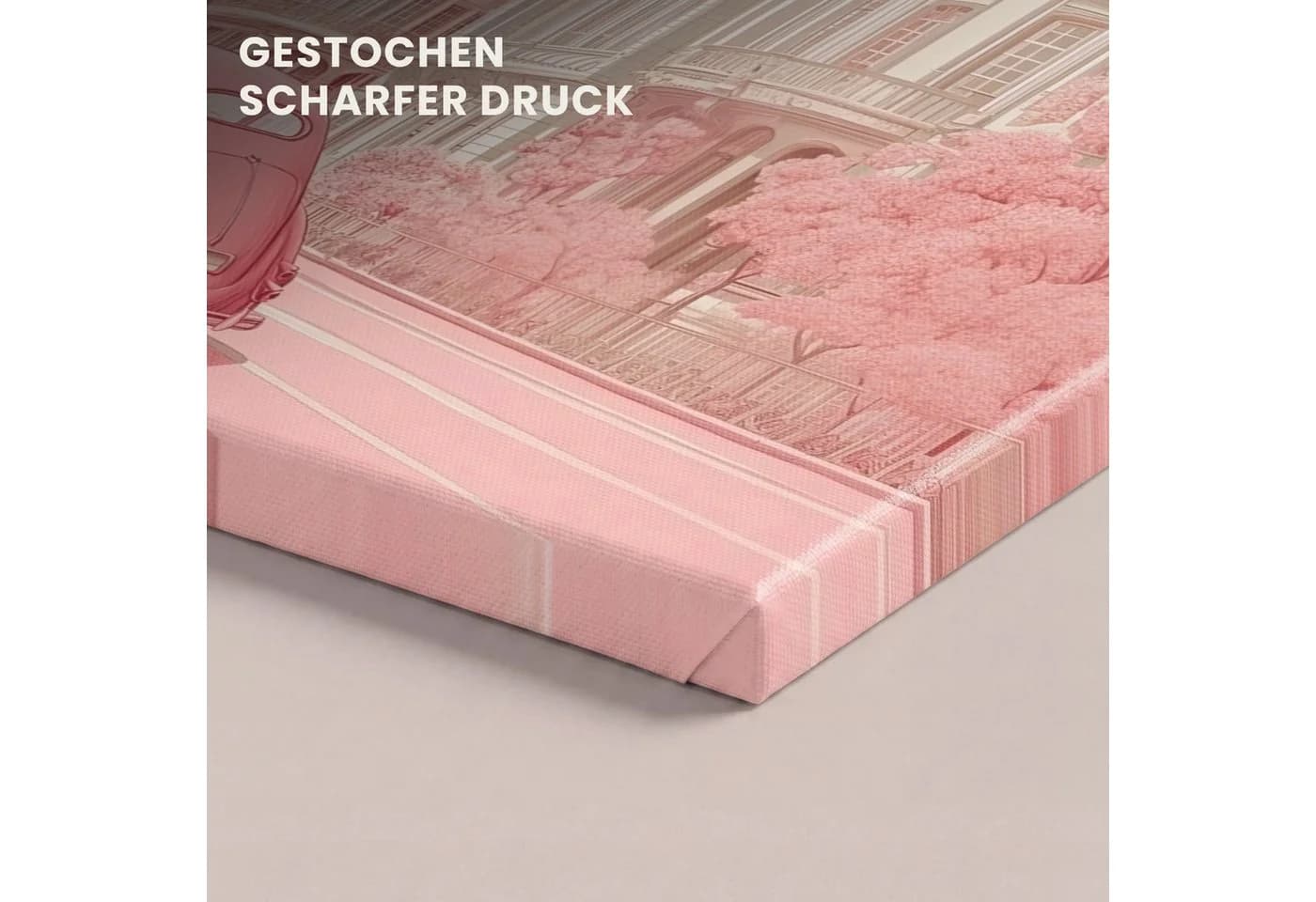 OneMillionCanvasses® Leinwandbild Rosa Auto in Romantischer Stadt - Bild 3