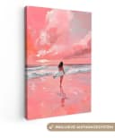 OneMillionCanvasses® Leinwandbild Rosa Surfen Meer Wanddekoration Bild 2