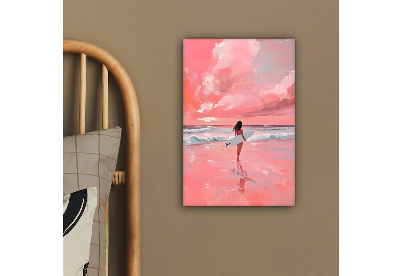 OneMillionCanvasses® Leinwandbild Rosa Surfen Meer Wanddekoration - Bild 4