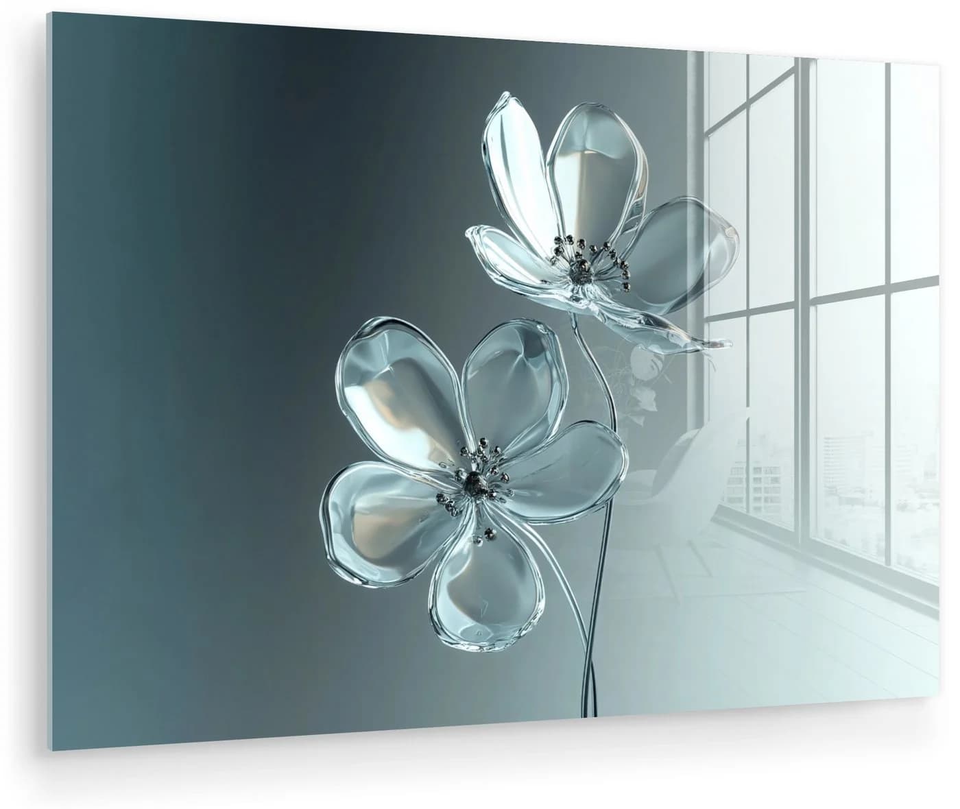 MuchoWow Acrylglasbild Kristall Blumen Grau Modern - Bild 2