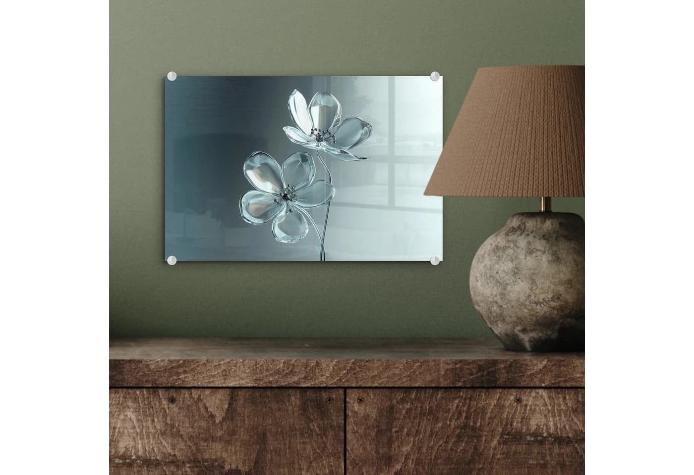 MuchoWow Acrylglasbild Kristall Blumen Grau Modern - Bild 4