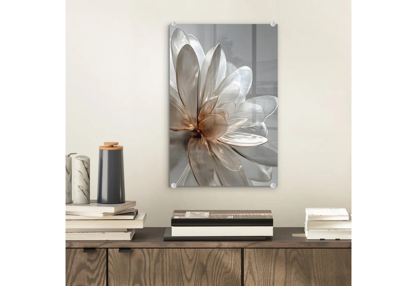 MuchoWow Acrylglasbild Blume Weiß Neutral Dekoratives Bild für Küche & Wohnzimmer