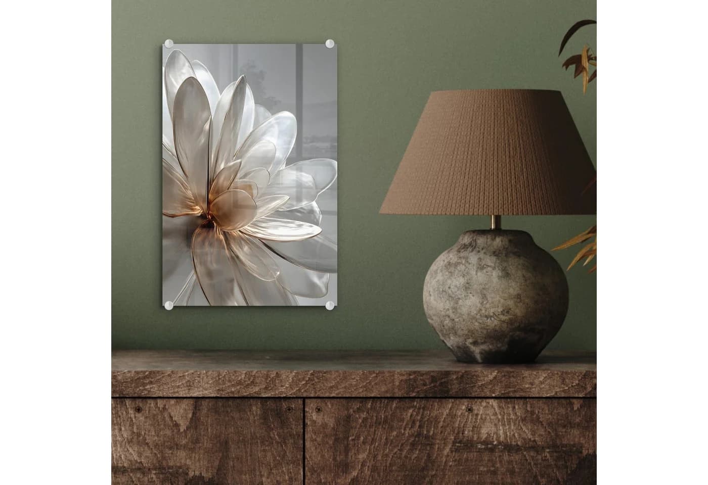 MuchoWow Acrylglasbild Blume Weiß Neutral Dekoratives Bild für Küche & Wohnzimmer - Bild 4