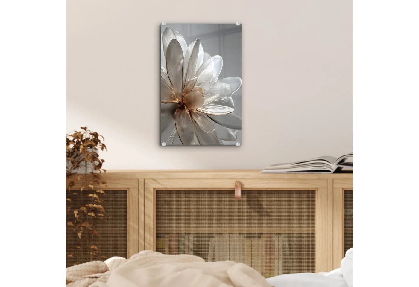 MuchoWow Acrylglasbild Blume Weiß Neutral Dekoratives Bild für Küche & Wohnzimmer - Bild 5