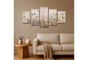 MuchoWow Leinwandbild Blumen Rosa Beige Modern 5-Teilig Bild 1