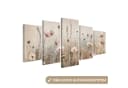 MuchoWow Leinwandbild Blumen Rosa Beige Modern 5-Teilig Bild 2