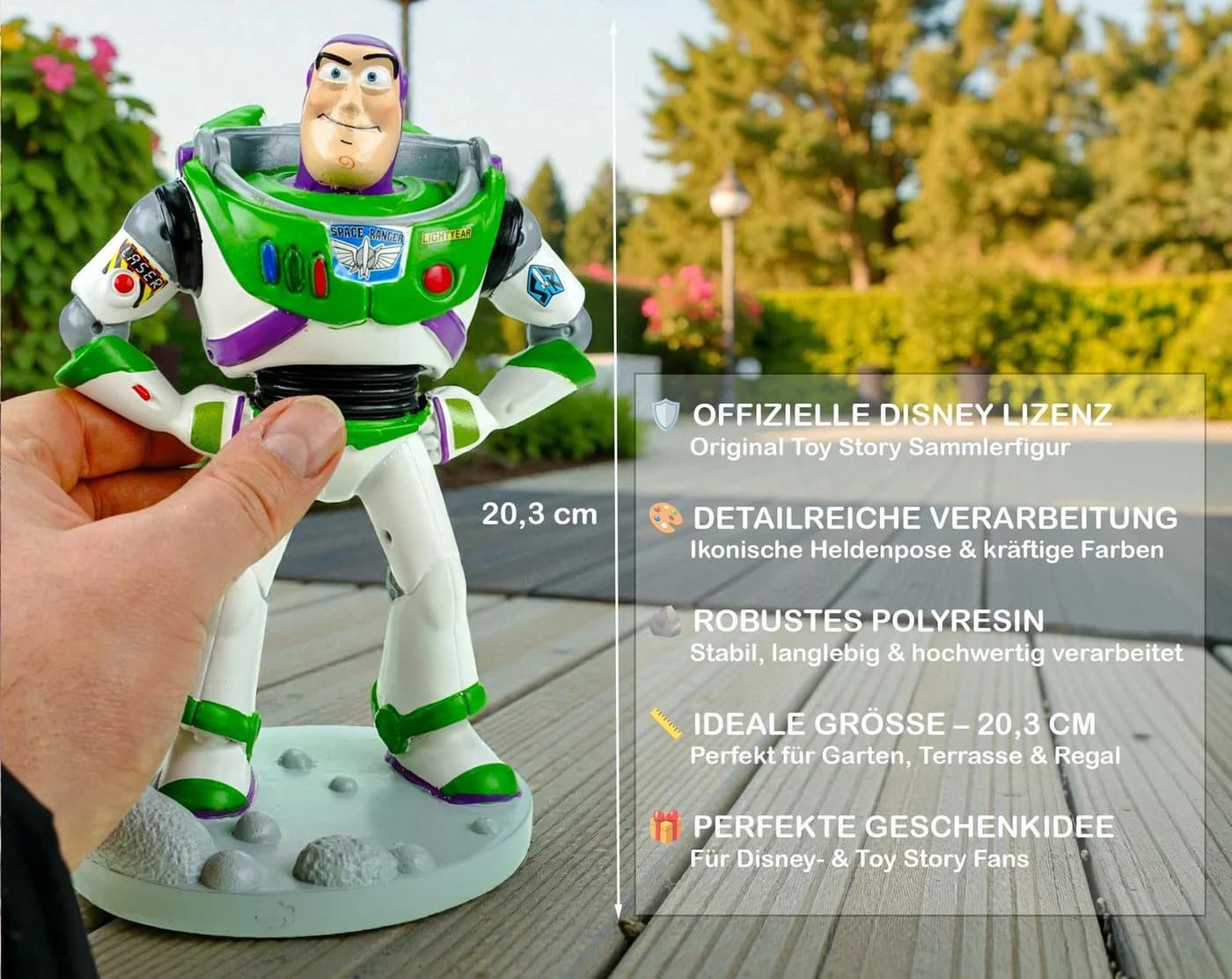 Disney Gartenfigur Buzz Lightyear Dekofigur Polyresin bunt - Bild 3