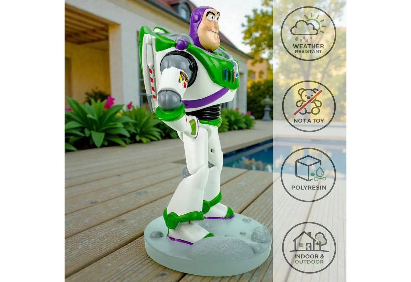 Disney Gartenfigur Buzz Lightyear Dekofigur Polyresin bunt - Bild 4
