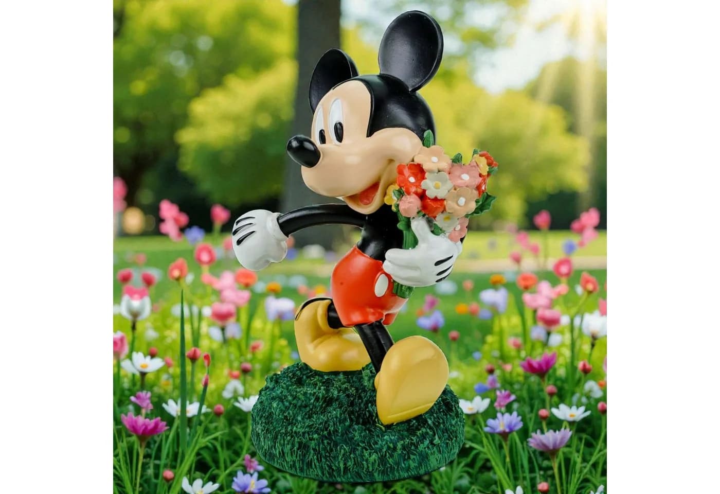 Disney Mickey Mouse Dekofigur mit Blumen Polyresin