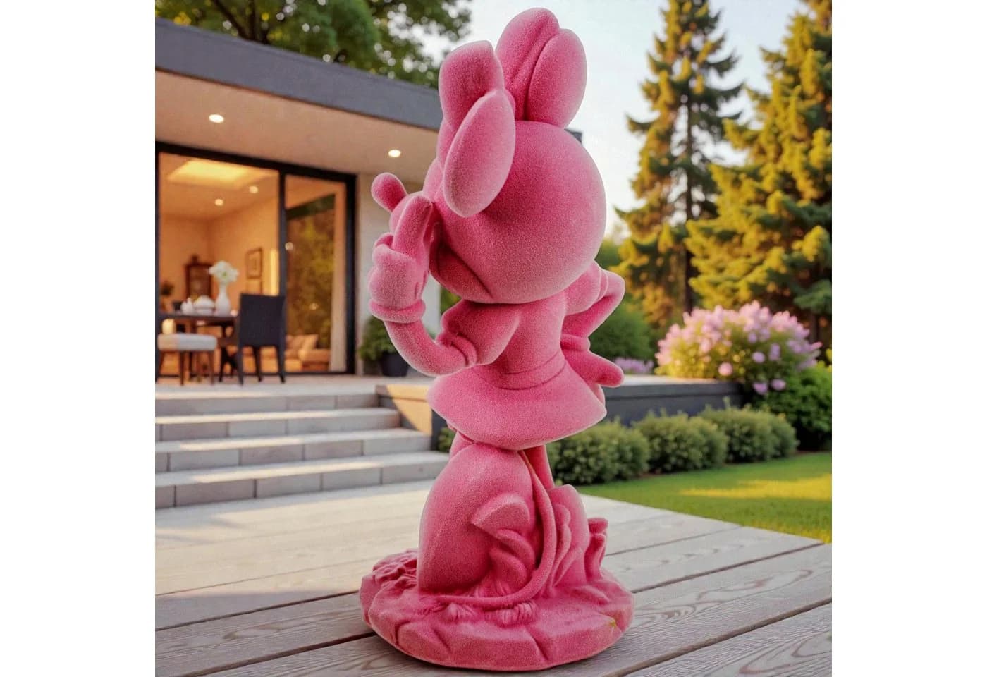 Disney Minnie Mouse Gartenfigur Rosa Beflockt Deko - Bild 5