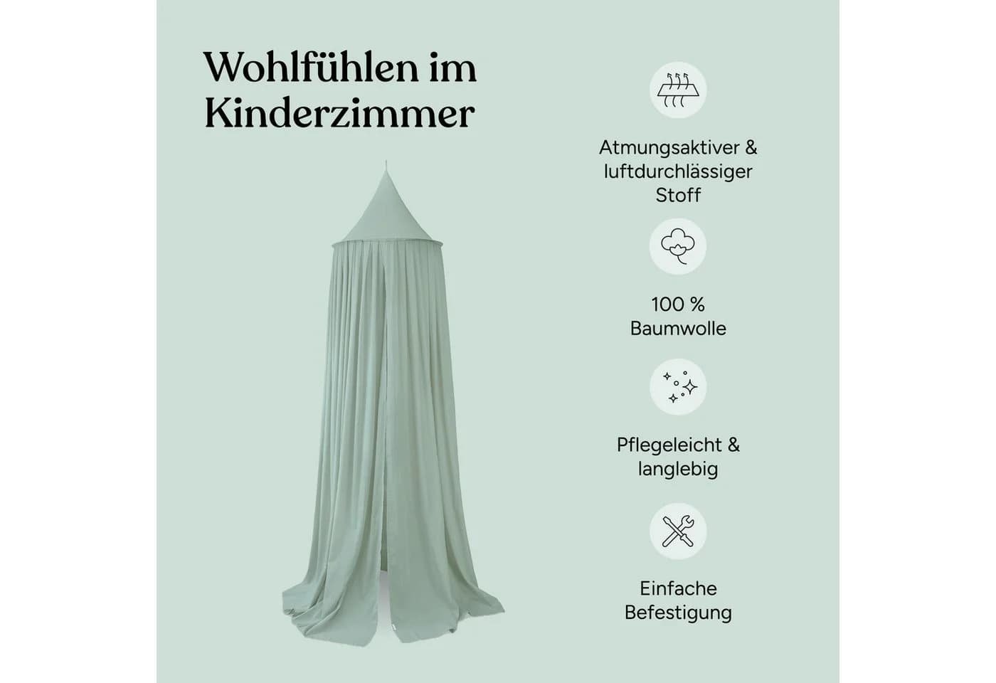 Ehrenkind Betthimmel Baldachin mit Ring Kinderzimmer Bio-Baumwolle - Bild 3