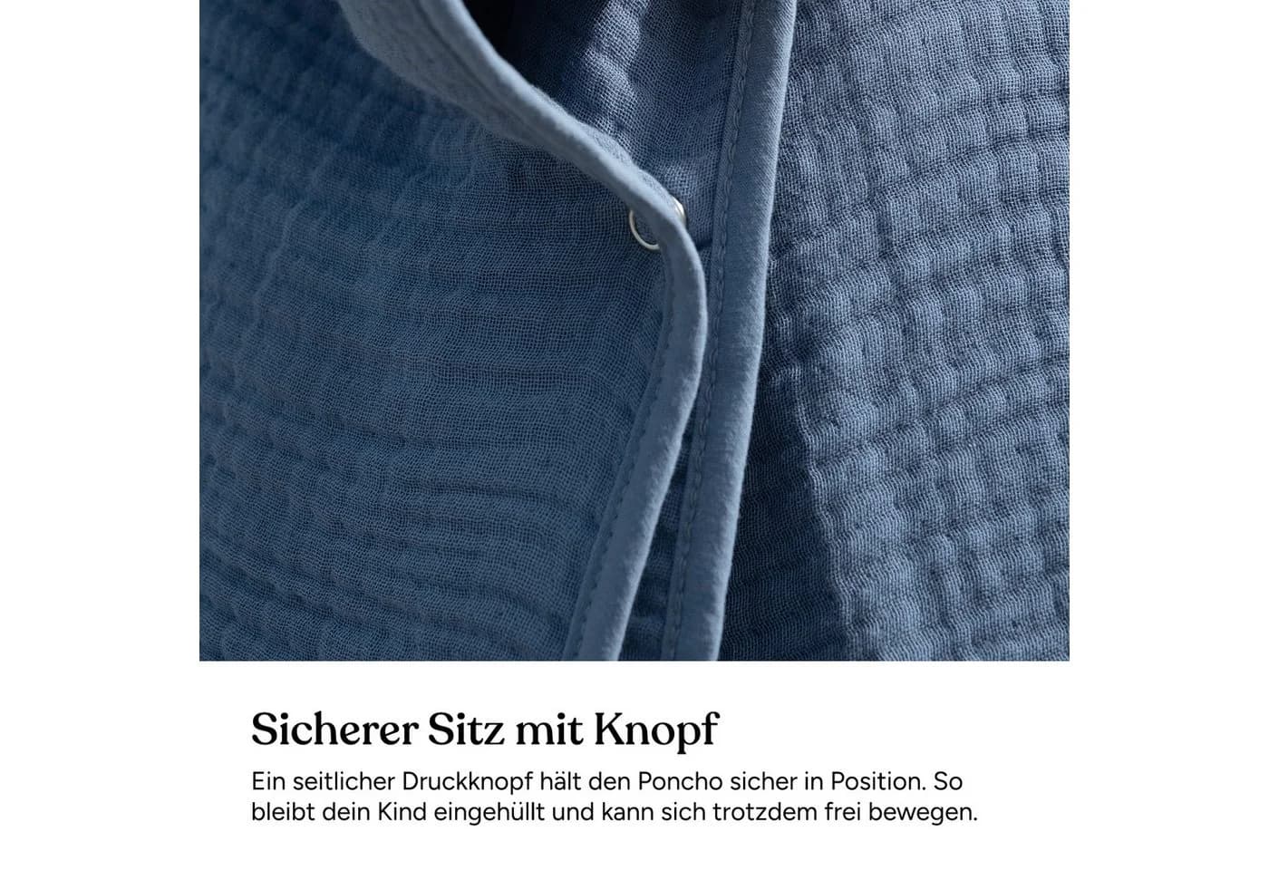 Ehrenkind Badeponcho Musselin Bio-Baumwolle 4-lagig Blau - Bild 5