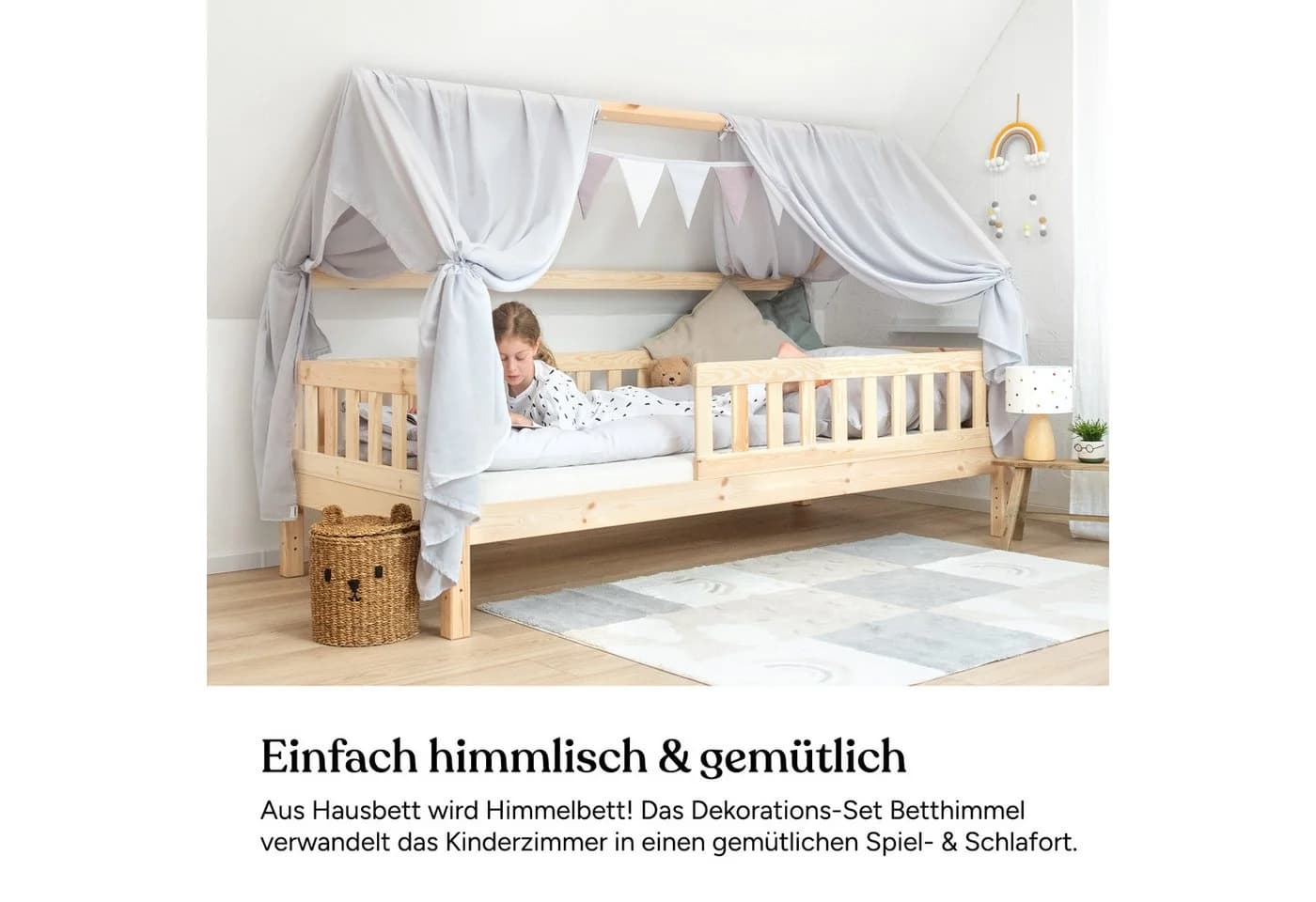 Ehrenkind Betthimmel Deko Set mit Wimpelkette 100% Baumwolle - Bild 1