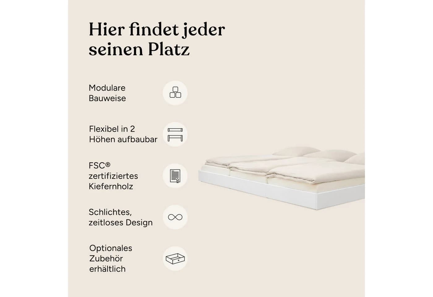 Ehrenkind Familienbett Plano Weiß Massivholz Modular Höhenverstellbar - Bild 3