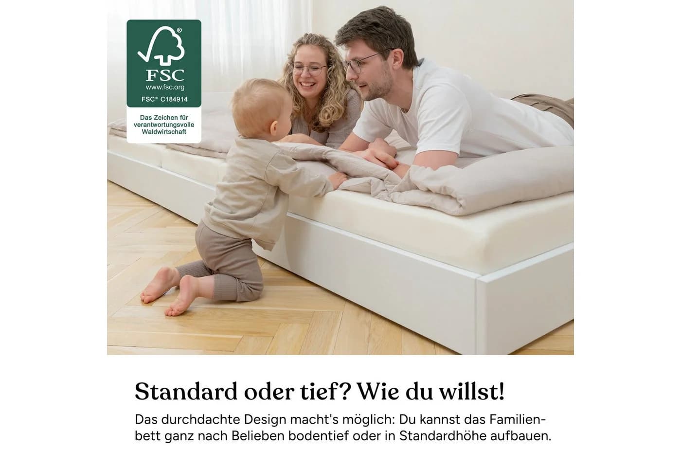 Ehrenkind Familienbett Plano Weiß Massivholz Modular Höhenverstellbar - Bild 4