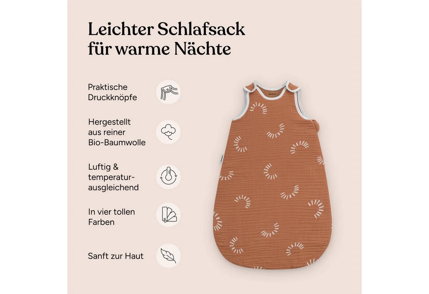 Ehrenkind Babyschlafsack Sommer 0.5 TOG Beige Bio-Musselin - Bild 3