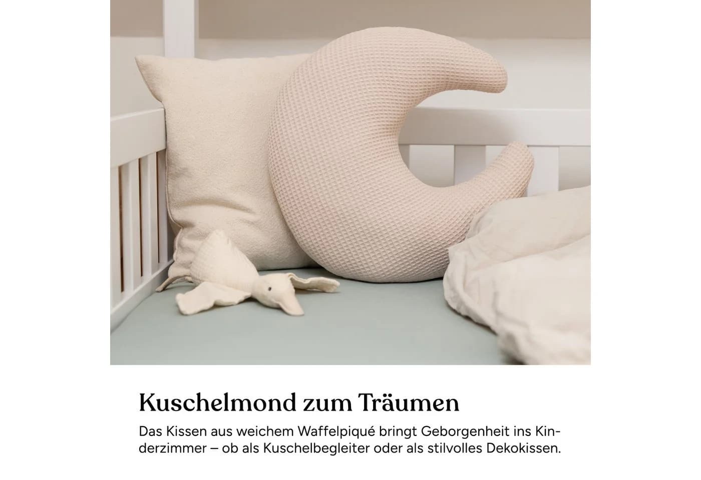 Ehrenkind Dekokissen Mond Bio-Baumwolle Beige Waffelpiqué