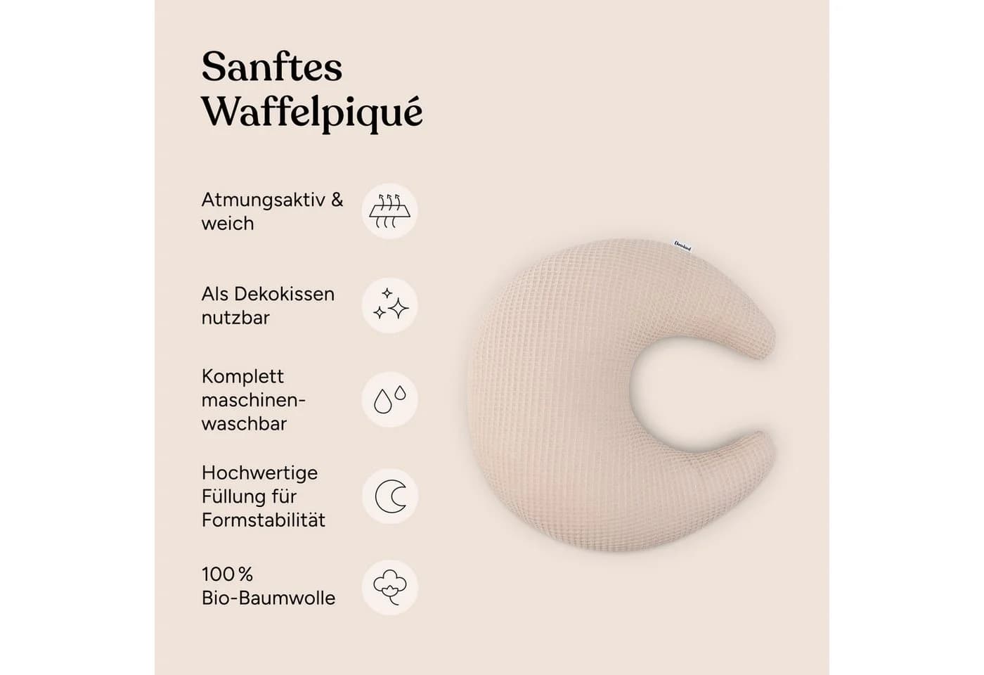 Ehrenkind Dekokissen Mond Bio-Baumwolle Beige Waffelpiqué - Bild 3