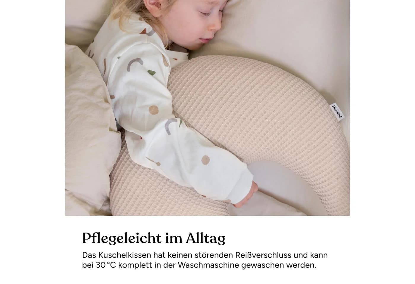 Ehrenkind Dekokissen Mond Bio-Baumwolle Beige Waffelpiqué - Bild 4