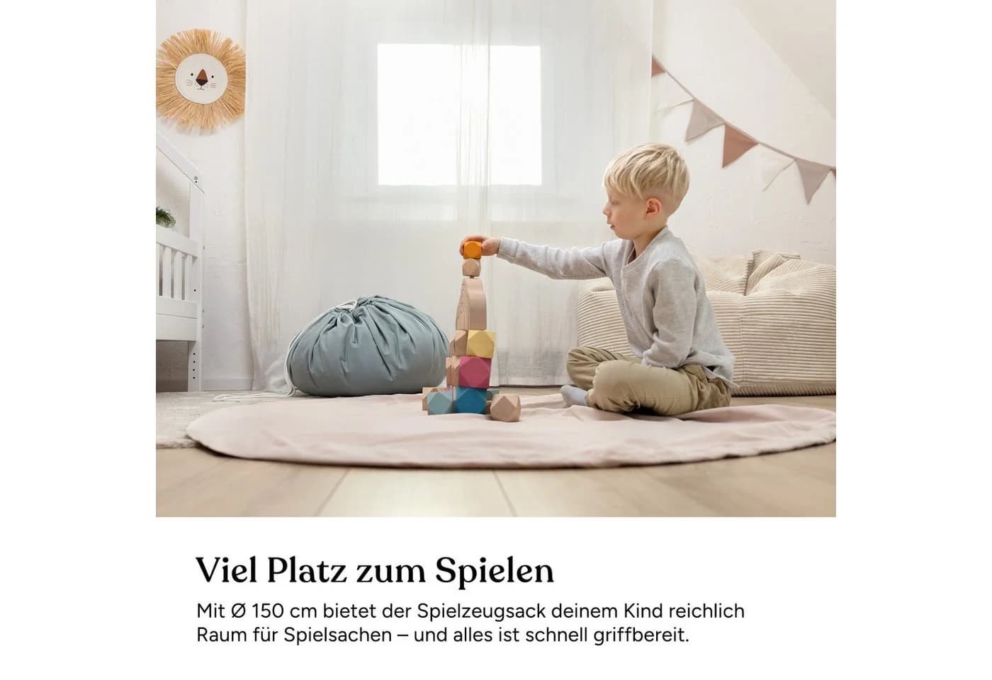 Ehrenkind 2in1 Spieldecke & Spielzeugsack Ø 150 cm Bio-Baumwolle Jade