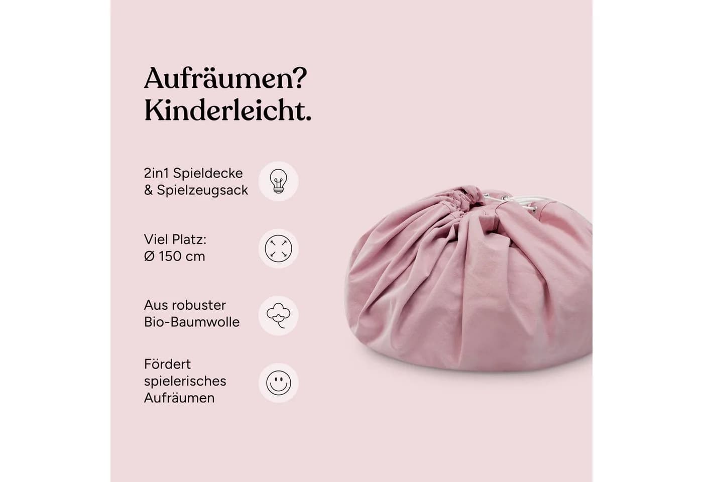 Ehrenkind 2in1 Spieldecke & Spielzeugsack Ø 150 cm Bio-Baumwolle Jade - Bild 3
