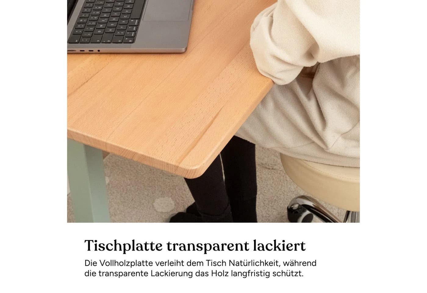 Ehrenkind Schreibtisch höhenverstellbar Buche massiv grün - Bild 5