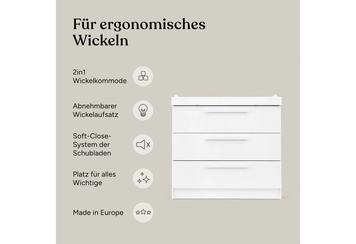 Ehrenkind Wickelkommode Linia weiß mit abnehmbarem Aufsatz - Bild 3