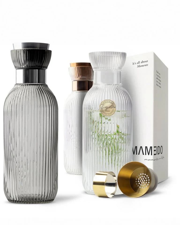 MAMEIDO Wasserkaraffe Kristallglas mit Ausgießer 1l/1,5l