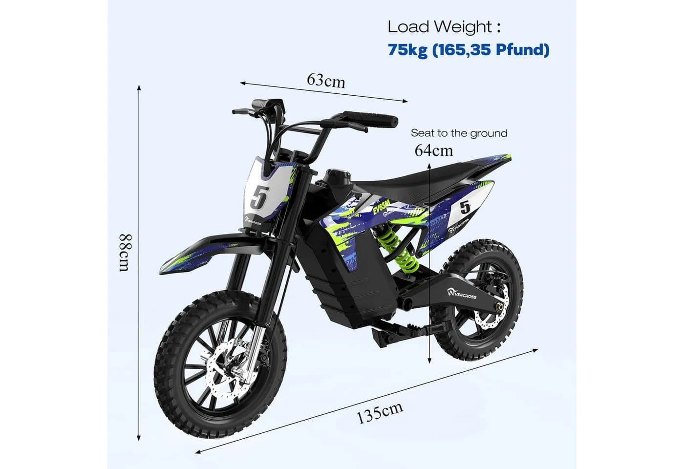 EVERCROSS TECH Elektro-Kindermotorrad EV65M 500W Motor