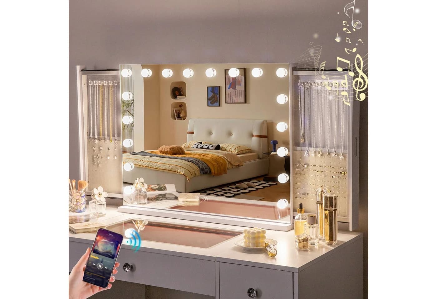 FENCHILIN Kosmetikspiegel mit LED-Beleuchtung und Bluetooth - Bild 4