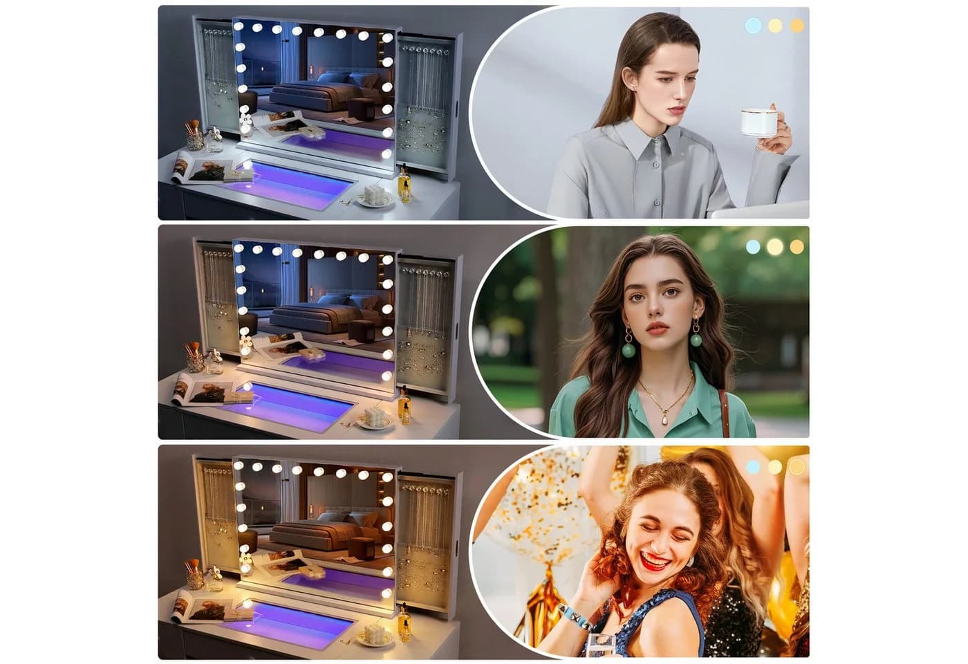 FENCHILIN Kosmetikspiegel mit LED-Beleuchtung und Bluetooth - Bild 5