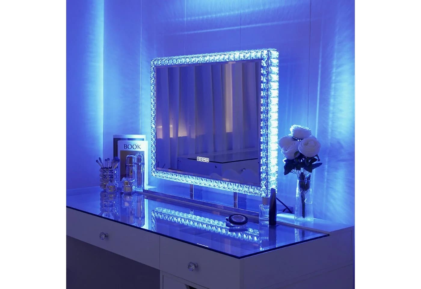 FENCHILIN Schminkspiegel mit LED-Licht und Strasssteinen - Bild 4