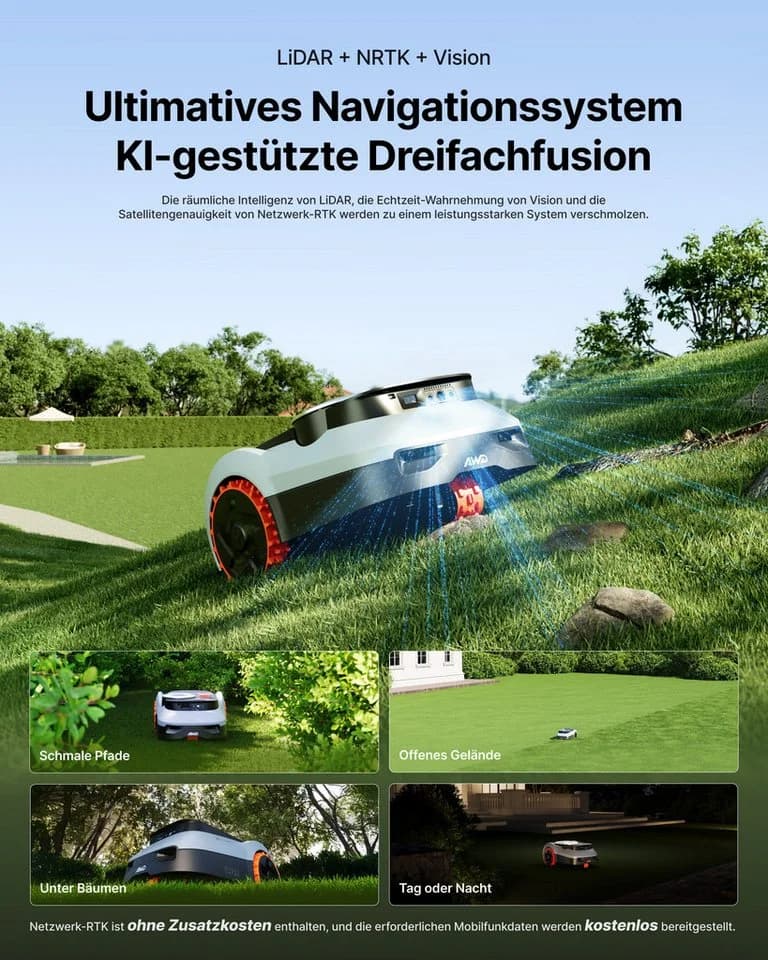 NAVIMOW Rasenmähroboter Segway i210/i220 LiDAR Pro Schwarz