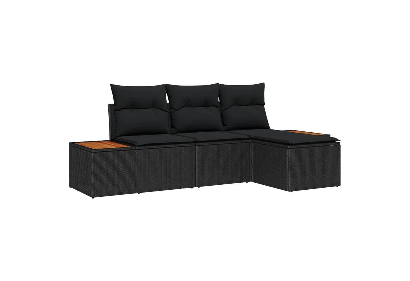 vidaXL Gartensofa-Set 4-tlg. Schwarz Poly-Rattan mit Stauraum - Bild 2